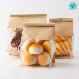 BOLSAS DE PAPEL KRAFT LAMINADO M, CON  VENTANA 50UND MASA