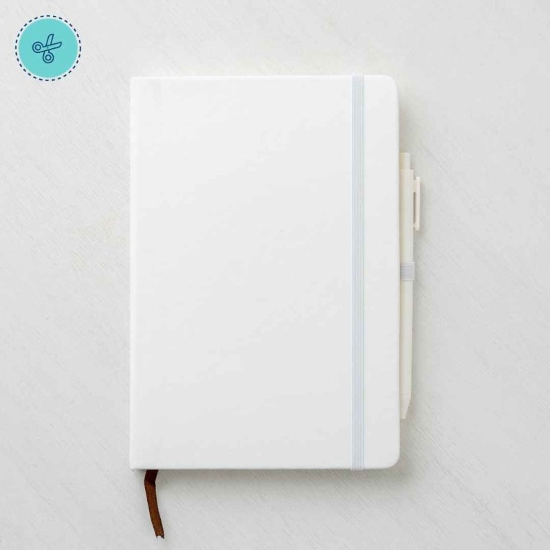SET DE LIBRETA Y BOLÍGRAFO BLANCO MATCH DUO 8.5" X 5.5"