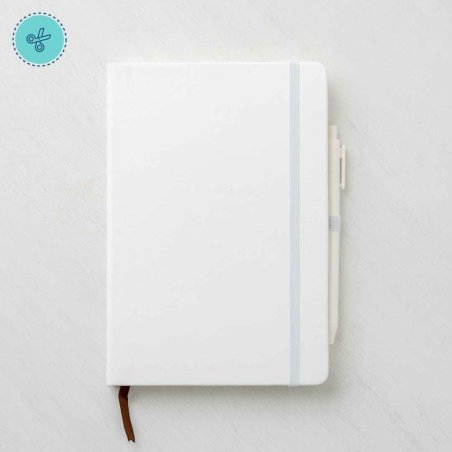 SET DE LIBRETA Y BOLÍGRAFO BLANCO MATCH DUO 8.5" X 5.5"