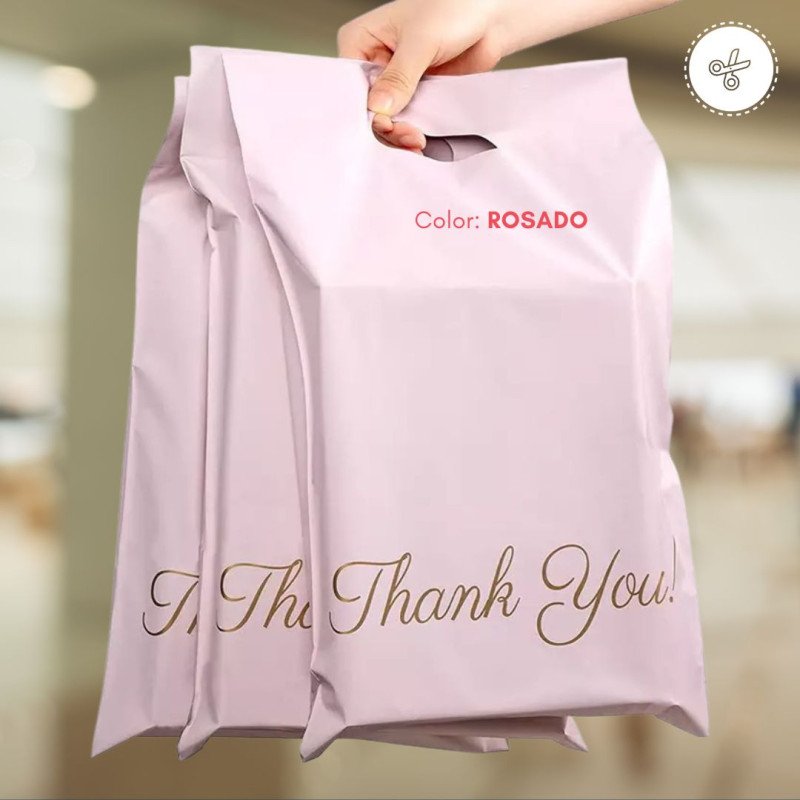 MAILER BAG CON ASA M ROSADO10X13"-25.5X33CM (50UND)
