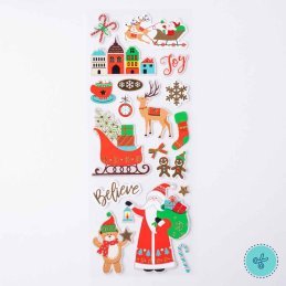 STICKERS RELIEVE NAVIDAD ROJO, SF-229, 18 UND