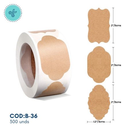 STICKERS FORMAS KRAFT, B-36, 300UND, 1"