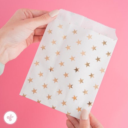 BOLSA PAPEL S - ESTRELLAS DORADAS 13x18 cm(10und)