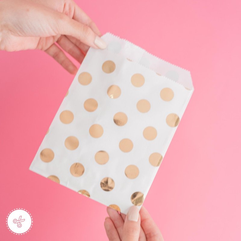 BOLSA PAPEL S - CIRCULOS DORADOS 13X18cm(10und)