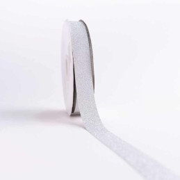 CINTA PAPEL ESCARCHADA PLATA 19mm (3/4") 50yd