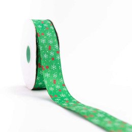 CINTA NAVIDAD GRO 1" VERDE-COPOS 50yd  NAV-738