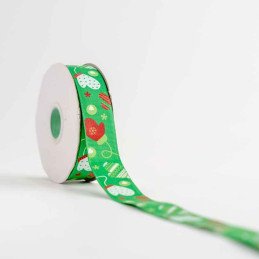 CINTA NAVIDAD GRO 1" VERDE-GUANTES 50yd  NAV-708