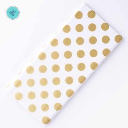 TISSUE BLANCO - BOLAS DORADAS, 10 pliegos, 20x26"