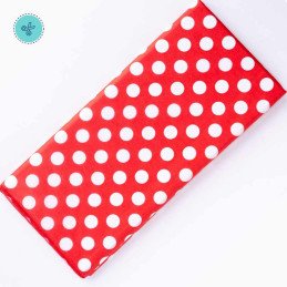 TISSUE ROJO - BOLAS BLANCAS, 10 pliegos, 20x26"