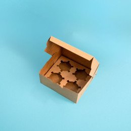 CAJAS DE 4 CUPCAKES KRAFT 6.3 X 6.3 X 3" (12 UND)