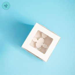 CAJAS DE 4 CUPCAKES BLANCO 6.3 X 6.3 X 3 (12 UND)