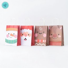 BOLSA ASA NAVIDAD 2 CARAS SANTA-NIEVE 15X21X8CM (12UND)